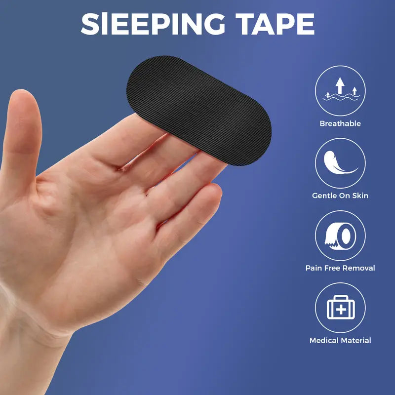 SISSTY Snore Mouth Tape, 35 Strips 1-Month Supply, Black Gentle Cotton Adhesive Sports Tape, Hypoallergenic Latex-Free Skin-Like Stretch Sleep Aid Supplies That Helps Keep Mouth Closed for Sleep or Exercise Relief