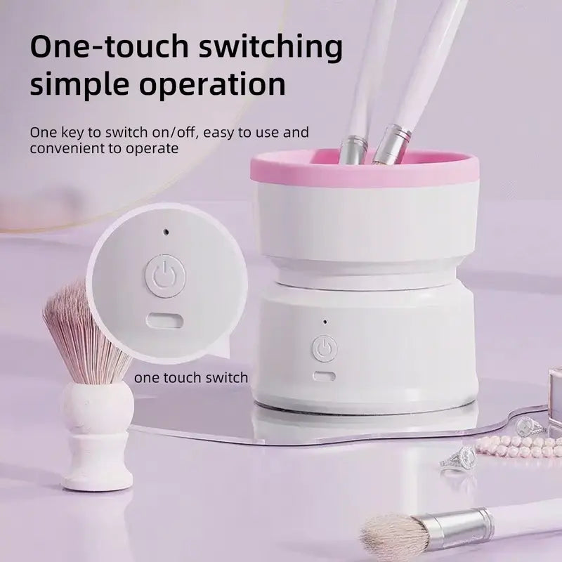 Rechargeable & Electric Makeup Brush Cleaning Machine, 1 Count Silicone Brush Cleaner, Beauty Blender Cleaner For Makeup Brushes,molded Brush Cosmetic Foundation Handle Storage Cleansing