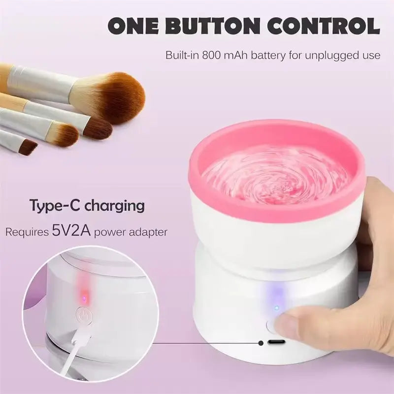 Rechargeable & Electric Makeup Brush Cleaning Machine, 1 Count Silicone Brush Cleaner, Beauty Blender Cleaner For Makeup Brushes,molded Brush Cosmetic Foundation Handle Storage Cleansing