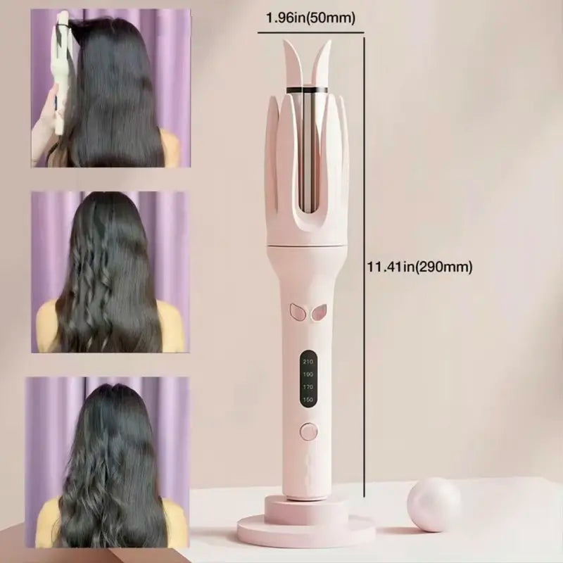 28mm Ceramic Curling Wand - Fully Automatic Electric Rotary Curler, 220°C Quick Natural Curls, No Heat Damage, Auto Shut-Off, ABS Comfortable Hair Tool for Date & Work Styling Needs