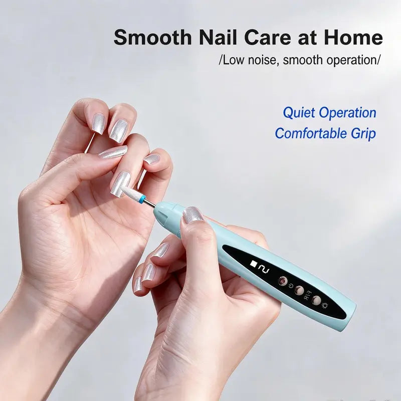 Rechargeable Cordless Electric File - DIY Manicure & Pedicure Polishing Tool for Thick Nails, Lightweight Portable Grinder