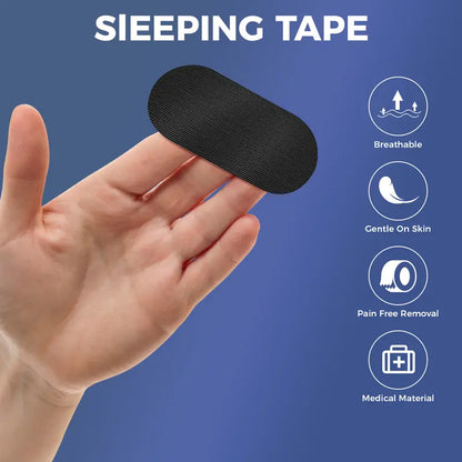 SISSTY Snore Mouth Tape, 35 Strips 1-Month Supply, Black Gentle Cotton Adhesive Sports Tape, Hypoallergenic Latex-Free Skin-Like Stretch Sleep Aid Supplies That Helps Keep Mouth Closed for Sleep or Exercise Relief