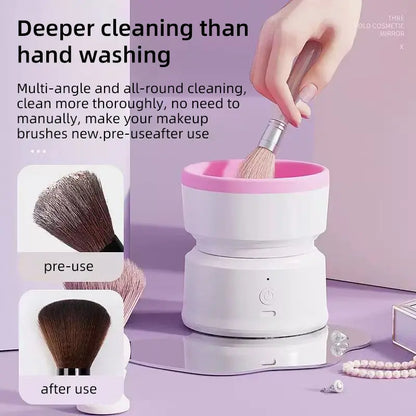 Rechargeable & Electric Makeup Brush Cleaning Machine, 1 Count Silicone Brush Cleaner, Beauty Blender Cleaner For  Makeup Brushes,molded Brush Cosmetic Foundation Handle Storage Cleansing