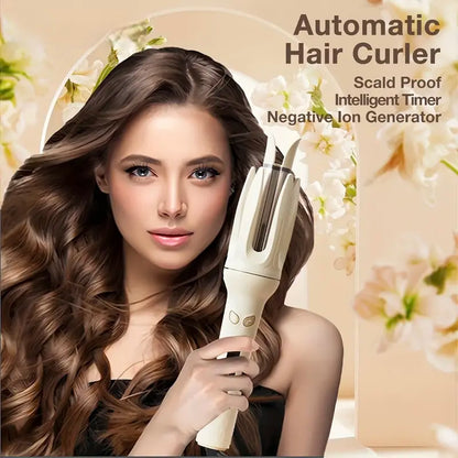 28mm Ceramic Curling Wand - Fully Automatic Electric Rotary Curler, 220°C Quick Natural Curls, No Heat Damage, Auto Shut-Off, ABS Comfortable Hair Tool for Date & Work Styling Needs