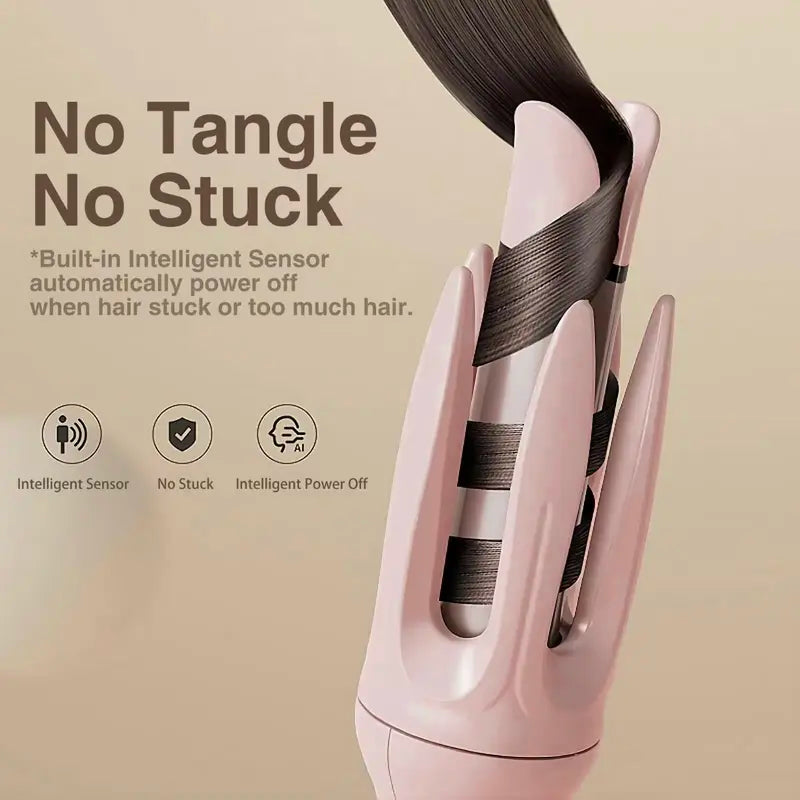 28mm Ceramic Curling Wand - Fully Automatic Electric Rotary Curler, 220°C Quick Natural Curls, No Heat Damage, Auto Shut-Off, ABS Comfortable Hair Tool for Date & Work Styling Needs