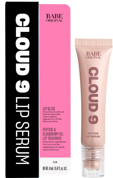 BABE ORIGINAL Cloud 9 Peptide Lip Serum | Daily Lip Treatment with Cloudberry Oil Mushroom Extracts Hyaluronic Acid for Dryness & Fine Lines | Smoothing & Hydrating Lip Moisturizer | Vegan Lip Care